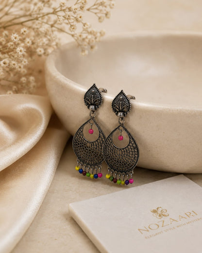 Antique Oxidised Pearl Mini Jhumka Earrings