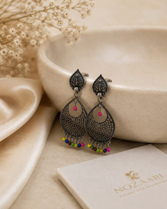 Antique Oxidised Pearl Mini Jhumka Earrings